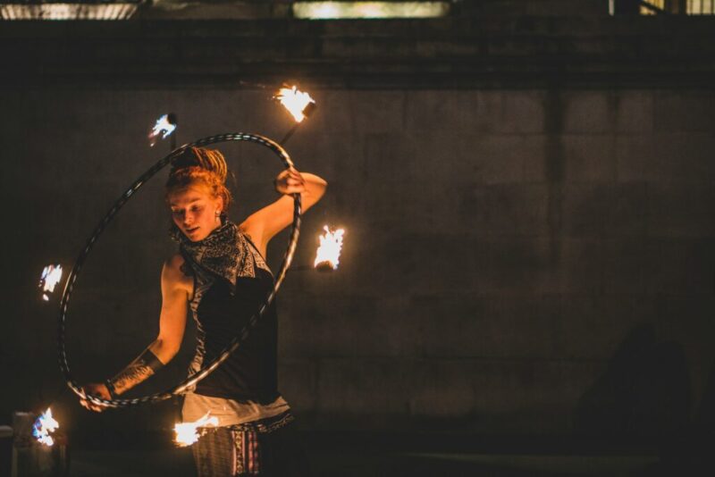 woman playing fire dance